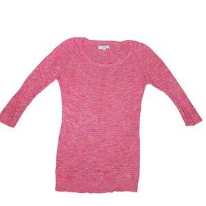 Loft Pink Knit Sweater Women's size med Cotton & Acrylic Long Sleeve Scoop Neck